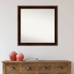 30" X 30" Non-Beveled Corded Bathroom Wall Mirror Bronze - Amanti Art -Home Furniture GUEST 0090dfb0 ad80 4c30 8456 821f5f491e34