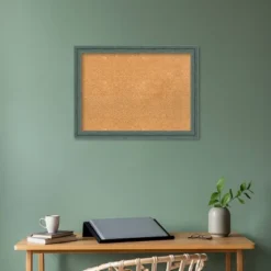 Amanti Art 31"x23" Upcycled Wood Frame Natural Cork Board Teal/Gray : Wall Mounted, Large, Office Bulletin Board -Home Furniture GUEST 012e2fa2 252e 489b a3a4 1f48d7960d74