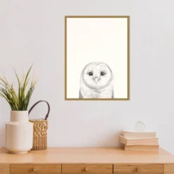 18" X 24" Animal Mug III Owl By Victoria Borges Framed Canvas Wall Art Gold - Amanti Art -Home Furniture GUEST 02180820 2df0 4634 8080 4d3e25fe3e02