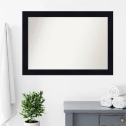 40" X 28" Non-Beveled Shiplap Navy Wood Bathroom Wall Mirror - Amanti Art -Home Furniture GUEST 03d261ed a456 400b 8248 84cc20ca27d1
