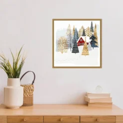 16" X 16" Christmas Chalet I Tree By Victoria Borges Framed Canvas Wall Art - Amanti Art -Home Furniture GUEST 0449ab17 9e0f 49da a6c1 27cba7452258