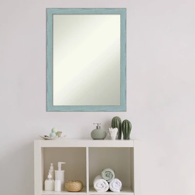 20" X 26" Non-Beveled Sky Blue Rustic Wood Bathroom Wall Mirror - Amanti Art 6 20" X 26" Non-Beveled Sky Blue Rustic Wood Bathroom Wall Mirror - Amanti Art - Image 4