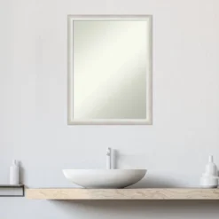 20"x26" Non-Beveled Two Tone Wood Wall Mirror For Bathroom, Silver - Amanti Art: Includes Mounting Hardware -Home Furniture GUEST 049cecde 4c3e 4c45 9684 e2769ccc5725