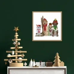 16" X 16" Christmas Dogs Winter Sports Fans By Fab Funky Framed Canvas Wall Art - Amanti Art -Home Furniture GUEST 05b2b5dc d0a1 474d 9177 12ac6689f0cb