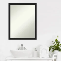 20" X 26" Non-Beveled Grace Narrow Bathroom Wall Mirror Brushed Metallic Black - Amanti Art -Home Furniture GUEST 05ce0359 a61e 4301 b032 650f787b7bf9