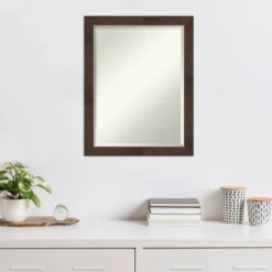 21" X 27" Wildwood Narrow Framed Wall Mirror Brown - Amanti Art -Home Furniture GUEST 06cdee66 cb02 47dd b1af dc2f95231ffb