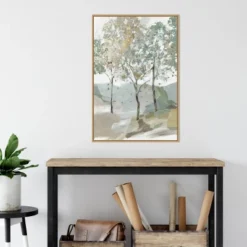 22" X 33" Breezy Landscape Trees II By Allison Pearce Framed Canvas Wall Art Light Brown - Amanti Art -Home Furniture GUEST 078db08a 8c8c 4776 ac11 9c24a7606dbc