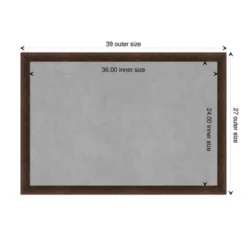 39"x27" Narrow Framed Magnetic Board Warm Walnut - Amanti Art: Metal Wall Mount, Office Decor, No Choking Hazard -Home Furniture GUEST 07f27124 b1a7 4f8a 83a4 3ab0563e07ef