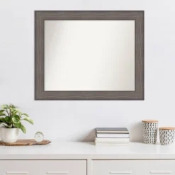33" X 27" Non-Beveled Country Barn Wood Wall Mirror - Amanti Art: Modern Rectangle, Wall Mount, Wood Frame -Home Furniture GUEST 0804ba99 c8d4 400f b4ec 017c773cae4d
