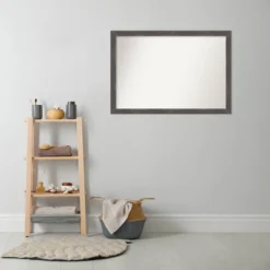 39" X 27" Non-Beveled Woodridge Rustic Gray Wood Bathroom Wall Mirror - Amanti Art -Home Furniture GUEST 08414c29 8a9c 4879 b1a2 8761076a9649