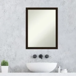Espresso Brown Non-Beveled Wood Bathroom Wall Mirror -Home Furniture GUEST 0a00b22f ea8a 4140 a1f2 48de0c54822c