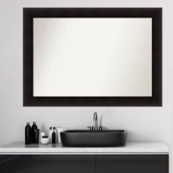 42" X 30" Non-Beveled Portico Espresso Wood Bathroom Wall Mirror - Amanti Art -Home Furniture GUEST 0a80a667 86a5 4cd5 a018 759916252f06