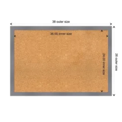 38"x26" Edwin Wood Frame Natural Cork Board Gray - Amanti Art: Bulletin Board For Office, Wall Mount, 26" Length -Home Furniture GUEST 0b19e0d1 186c 4128 99df 49375855ff01