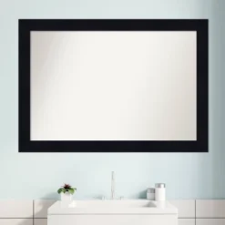 40" X 28" Non-Beveled Shiplap Navy Wood Bathroom Wall Mirror - Amanti Art -Home Furniture GUEST 0b2f148f e7ac 4a47 8446 16327ecad90e