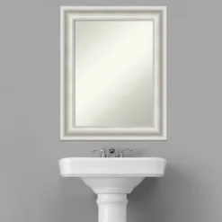 24" X 30" Non-Beveled Parlor White Bathroom Wall Mirror - Amanti Art -Home Furniture GUEST 0b51635a 5d17 4c54 a421 2f502e835c28