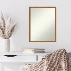 19" X 25" Non-Beveled Carlisle Blonde Narrow Wood Wall Mirror - Amanti Art -Home Furniture GUEST 0dc1eb75 1ac8 4646 ba83 b17564aa51c1