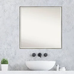 27" X 27" Non-Beveled Lucie Wood Bathroom Wall Mirror Silver - Amanti Art -Home Furniture GUEST 0de0c67c a26c 4ac6 b12e c755d7b3dc92