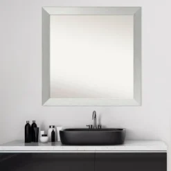 30" X 30" Non-Beveled Wood Bathroom Wall Mirror Brushed Sterling Silver - Amanti Art -Home Furniture GUEST 0e75051c 5236 48d6 91da 3eedd7f30e35