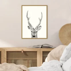 18" X 24" Animal Mug IV Deer By Victoria Borges Framed Canvas Wall Art Gold - Amanti Art -Home Furniture GUEST 0f60ac00 9c2f 484b b62b 375bbfda5161