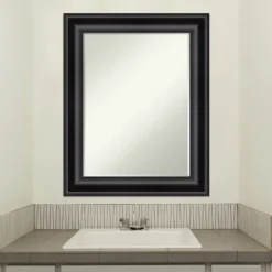 Amanti Art Grand Black Petite Bevel Bathroom Wall Mirror 29.75 X 23.75 In. -Home Furniture GUEST 10f66edd 2839 4261 9654 48945d317adb
