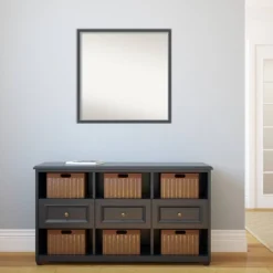 28" X 28" Non-Beveled Eva Black Silver Thin Wall Mirror - Amanti Art -Home Furniture GUEST 112ba714 ad7b 4b89 8a33 5b5453329cf4