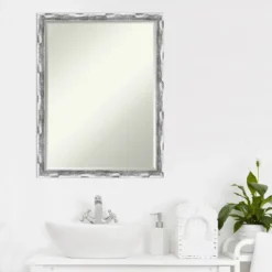 Amanti Art Scratched Wave Chrome Petite Bevel Bathroom Wall Mirror 26 X 20 In. -Home Furniture GUEST 11539311 afb1 46f5 9c0d 9432fb393fc1