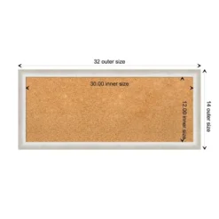 32"x14" Two Tone Wood Frame Natural Cork Board Silver - Amanti Art: Wall Mount, Bulletin Board, Message Center -Home Furniture GUEST 12f24399 dc5d 4bd2 85cc ca2d2d83f21c