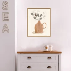 16" X 20" La Planta II Floral Vase By Victoria Barnes Framed Canvas Wall Art - Amanti Art -Home Furniture GUEST 13147213 e5b3 4ec9 b876 75b314357d99