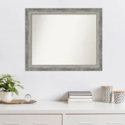 33" X 27" Non-Beveled Waveline Silver Narrow Wall Mirror - Amanti Art -Home Furniture GUEST 13be34f3 f5e6 4c94 91f3 4c932dd3109d