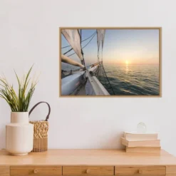 23" X 16" Sunset Cruise On The Western Union Schooner By Chuck Haney Danita Delimont Framed Canvas Wall Art - Amanti Art -Home Furniture GUEST 145f5b0e d08c 473e 951c 4c5e670ab15b