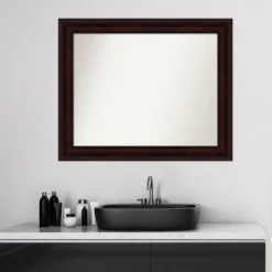 33" X 27" Non-Beveled Bathroom Wall Mirror Coffee Bean Brown - Amanti Art -Home Furniture GUEST 149a3e78 a286 4aed 9fab 05ac7006e318