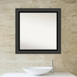 31" X 31" Non-Beveled Tuxedo Black Bathroom Wall Mirror - Amanti Art -Home Furniture GUEST 151ffb77 2362 4089 9455 bf645d322f5f