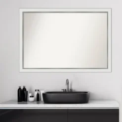 39" X 27" Non-Beveled Eva Narrow Bathroom Wall Mirror Gold - Amanti Art -Home Furniture GUEST 1525e0ce 7c9f 42e9 a86a 7a5227529065