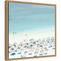 16" X 16" Sesimbra I Beach By Ingrid Beddoes Framed Canvas Wall Art - Amanti Art