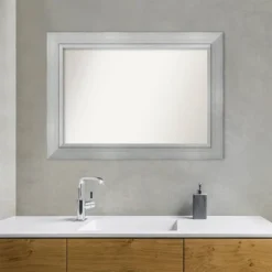 43" X 31" Non-Beveled Romano Silver Wood Bathroom Wall Mirror - Amanti Art -Home Furniture GUEST 16b65950 4506 46d0 a3a1 aa38bfd12ed3