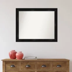 32" X 26" Non-Beveled Grand Black Narrow Wall Mirror - Amanti Art -Home Furniture GUEST 16e332a3 bea4 4c5d afcc 78f78ab551ae