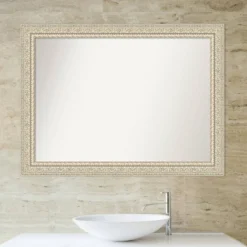 44" X 33" Non-Beveled Fair Baroque Wood Bathroom Wall Mirror Cream - Amanti Art -Home Furniture GUEST 17065c84 5886 4811 9b7b 093efb314af1