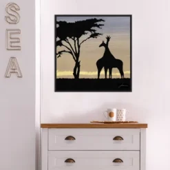 22" X 22" Savanna Giraffes IV By James Burghardt Framed Canvas Wall Art Black - Amanti Art -Home Furniture GUEST 17f1b825 5d1f 4c1e afe3 1e1bd4624c7c