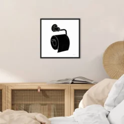 16" X 16" Bathroom Puns V No Words By Becky Thorns Framed Canvas Wall Art Black - Amanti Art -Home Furniture GUEST 19201597 16bb 4940 815f 35fc9833dc28