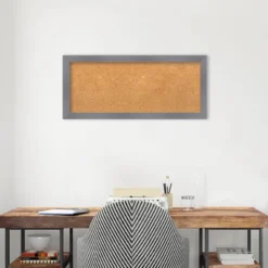 32"x14" Edwin Wood Frame Natural Cork Board Gray - Amanti Art -Home Furniture GUEST 19fd9b43 f22f 4b63 80f4 d615740c3b0f