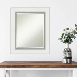22" X 26" Eva White Framed Wall Mirror Silver - Amanti Art -Home Furniture GUEST 1a022648 3357 430a b4fb 70d0e380c957