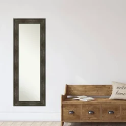 20" X 54" Non-Beveled Rail Rustic Char Full Length On The Door Mirror - Amanti Art -Home Furniture GUEST 1a64370b b366 43e9 9d3e f6cca6e1c4a1