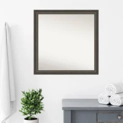 30"x30" Non-Beveled Upcycled Wood Bathroom Wall Mirror Brown/Gray - Amanti Art -Home Furniture GUEST 1b0ce61b aed7 436d 81c5 f8a541c29f4d
