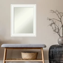 23" X 29" Non-Beveled Craftsman White Wood Wall Mirror - Amanti Art -Home Furniture GUEST 1c789f2e 4cce 4207 be8d 78b15cc217fe