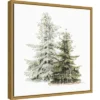 16" X 16" Vintage Wooded Holiday Trees In Snow By Katie Pertiet Framed Canvas Wall Art - Amanti Art
