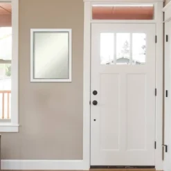 21" X 27" Non-Beveled Eva White Silver Narrow Wall Mirror - Amanti Art -Home Furniture GUEST 1ced3f29 f543 43fb 92ae 4326aeedc1a4