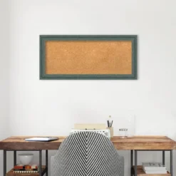 33"x15" Upcycled Wood Frame Natural Cork Board Teal/Gray - Amanti Art: Custom Framed, Wall Mounted, Bulletin Board For Home Office -Home Furniture GUEST 1cf5d6bf 3a26 4e93 b6e5 4b5a14ccd499