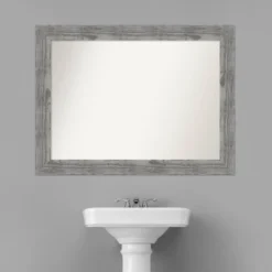 44" X 33" Non-Beveled Bridge Wood Bathroom Wall Mirror Gray - Amanti Art -Home Furniture GUEST 1d9c59b8 06f8 484a bc84 41fe9d33d712