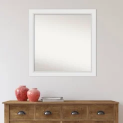 30" X 30" Non-Beveled Blanco White Wood Wall Mirror - Amanti Art -Home Furniture GUEST 1f82a1a7 6182 4255 a9de cd90052e7849