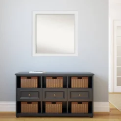 30" X 30" Non-Beveled Blanco White Wood Wall Mirror - Amanti Art -Home Furniture GUEST 1fa3c7e9 df05 480a af74 a7c597c35f19